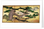 The Hawks in the Pines, 6 panel folding screen by Eitoku Kano