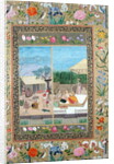 Ms E-14 Musicians and Listeners by a Fire and a Noblewoman with her Servants by Indian School