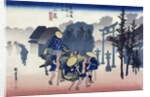 Morning Mist at Mishima by Ando or Utagawa Hiroshige
