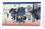 Morning Mist at Mishima by Ando or Utagawa Hiroshige