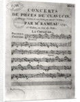 Score sheet for 'Concerts de Pieces de Clavecin' by Jean-Philippe Rameau 1741 by L. Hue
