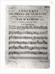 Score sheet for 'Concerts de Pieces de Clavecin' by Jean-Philippe Rameau 1741 by L. Hue