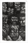 Eleven grotesque faces from 'Les Contes Drolatiques' by Honore de Balzac engraved by Predhomme by Gustave Dore