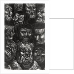 Eleven grotesque faces from 'Les Contes Drolatiques' by Honore de Balzac engraved by Predhomme by Gustave Dore