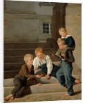 Young Boys Playing Dice in Front of Christiansborg Castle, Copenhagen, 1834 by Carl-Christian-Constantin Hansen