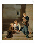 Young Boys Playing Dice in Front of Christiansborg Castle, Copenhagen, 1834 by Carl-Christian-Constantin Hansen