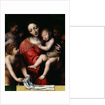 The sleeping Jesus, or Madonna holding the sleeping Child, accompanied by three angels, 1532 by Bernardino Luini