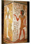 Pillar depicting Osiris and a priest wearing a panther skin by Egyptian 19th Dynasty