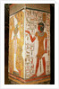 Pillar depicting Osiris and a priest wearing a panther skin by Egyptian 19th Dynasty