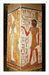Pillar depicting Osiris and a priest wearing a panther skin by Egyptian 19th Dynasty