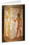 Pillar depicting Osiris and a priest wearing a panther skin by Egyptian 19th Dynasty