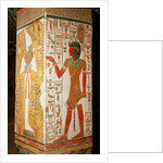 Pillar depicting Osiris and a priest wearing a panther skin by Egyptian 19th Dynasty