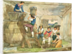 Grape-pickers carrying grapes to the press by Achille Pinelli