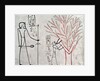 Isis metamorphosed into a sycamore tree suckling Tuthmosis III by Egyptian 18th Dynasty