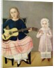 Young Girl with a Guitar and Child with a Bouquet by Mexican School