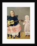 Young Girl with a Guitar and Child with a Bouquet by Mexican School