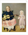 Young Girl with a Guitar and Child with a Bouquet by Mexican School