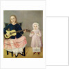 Young Girl with a Guitar and Child with a Bouquet by Mexican School