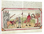 Fol.208v Meeting of Hernando Cortes and Montezuma, miniature from the 'History of the Indians' by Diego Duran, 1579 by Diego Duran