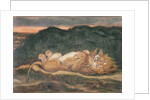 Lion Resting on his Back by Antoine Louis Barye