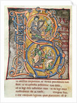 Ms 3 fol.255 Historiated initial 'B' depicting King David by French School