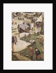 The Census at Bethlehem, detail of children playing on the frozen river by Pieter the Elder Bruegel