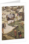 The Census at Bethlehem, detail of children playing on the frozen river by Pieter the Elder Bruegel