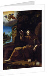 St. Francis of Assisi Consoled by an Angel Musician by Italian School