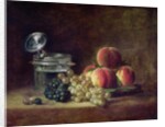 Still Life with a Basket of Peaches, White and Black Grapes with Cooler and Wineglass, c.1759 by Jean-Baptiste Simeon Chardin