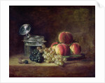 Still Life with a Basket of Peaches, White and Black Grapes with Cooler and Wineglass, c.1759 by Jean-Baptiste Simeon Chardin