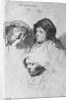 Three female heads with one sleeping, 1637 by Rembrandt Harmensz. van Rijn