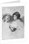 Three female heads with one sleeping, 1637 by Rembrandt Harmensz. van Rijn