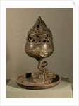 Censer in the shape of the cosmic mountain 'po-shan-lu' held up by a man seated on a monster by School Chinese