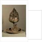Censer in the shape of the cosmic mountain 'po-shan-lu' held up by a man seated on a monster by School Chinese