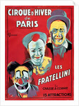 Poster advertising the 'Cirque d'Hiver de Paris' featuring the Fratellini Clowns, c.1927 by French School