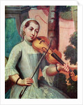 A Violinist, detail from a screen by Mexican School