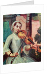 A Violinist, detail from a screen by Mexican School