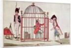Caricature of Louis XVI in a cage after his arrest at Varennes, 1791 by French School