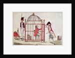 Caricature of Louis XVI in a cage after his arrest at Varennes, 1791 by French School