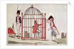 Caricature of Louis XVI in a cage after his arrest at Varennes, 1791 by French School