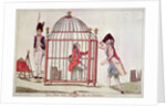 Caricature of Louis XVI in a cage after his arrest at Varennes, 1791 by French School