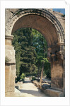 View of the Allee de Sarcophages through the remains of the entrance of the Church of St. Cesaire le Vieux by Anonymous