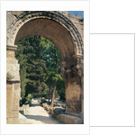 View of the Allee de Sarcophages through the remains of the entrance of the Church of St. Cesaire le Vieux by Anonymous