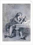 Francois Buzot contemplating a portrait miniature of Madame Roland by Etienne-Charles Leguay
