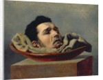 Guillotined head of a parricide executed at Puy in 1825 by Francois Gabriel de Becdelievre
