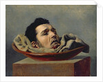 Guillotined head of a parricide executed at Puy in 1825 by Francois Gabriel de Becdelievre