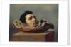 Guillotined head of a parricide executed at Puy in 1825 by Francois Gabriel de Becdelievre