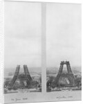 Two views of the construction of the Eiffel Tower, Paris, 14th June and 10th July 1888 by French Photographer