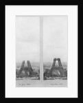 Two views of the construction of the Eiffel Tower, Paris, 14th June and 10th July 1888 by French Photographer