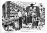 Interior of a French railway postal wagon by French School